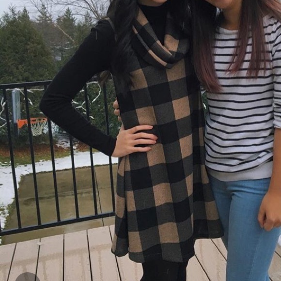 Dresses & Skirts - Plaid Turtleneck Tank Dress
